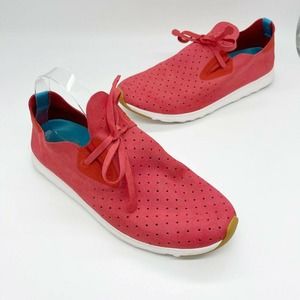 Native Apollo Moc Sneakers Shoes Sz 10 Torch Red Perforated Slip On Faux Suede